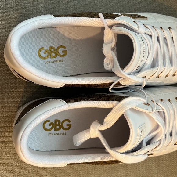 NWOT Guess GBG Los Angeles Marti White & Brown Quilted Lace Up Sneakers Size 11 - Picture 10 of 13
